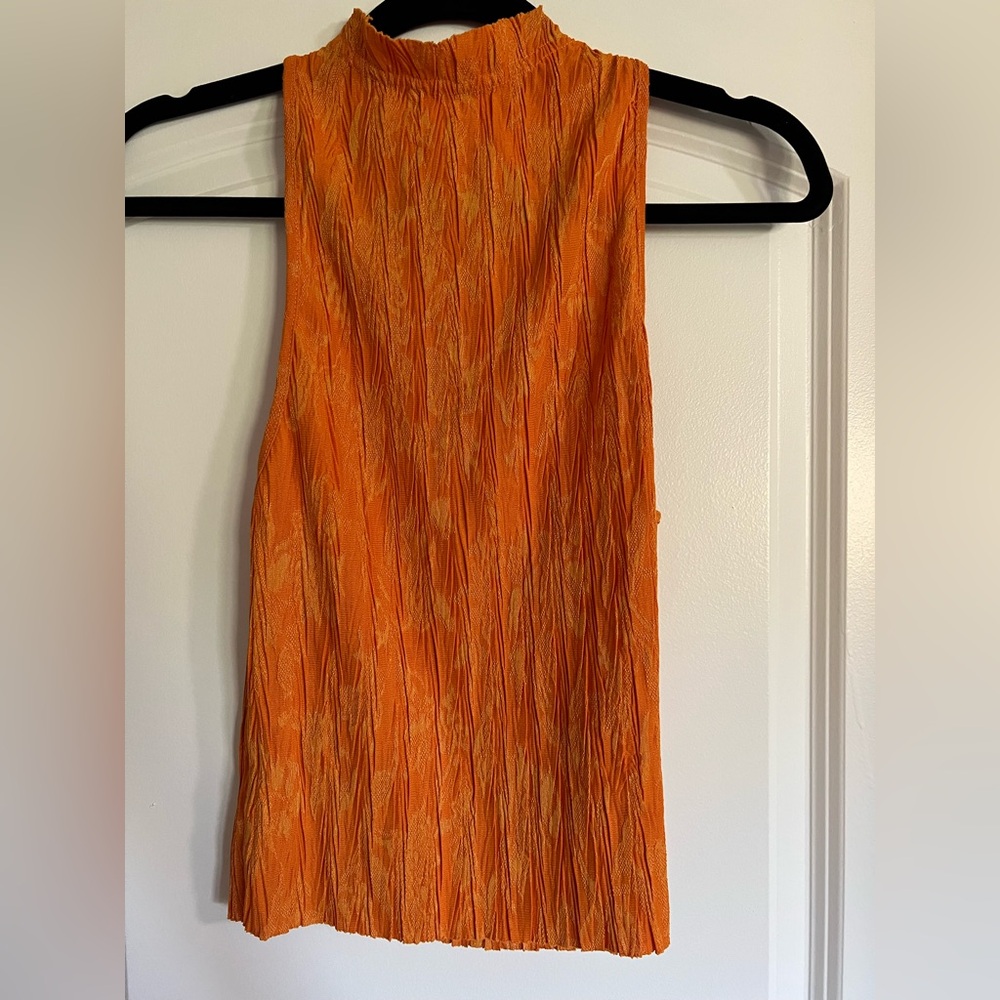 Zara Vibrant Orange Textured Tank Top